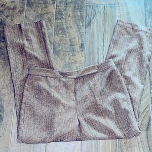 Signature by Larry Levine fully lined herringbone brown slacks. No pockets.